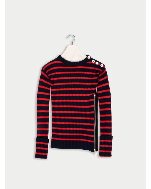 La Fetiche Red Godard Chunky Ribbed Fishermans Sweater