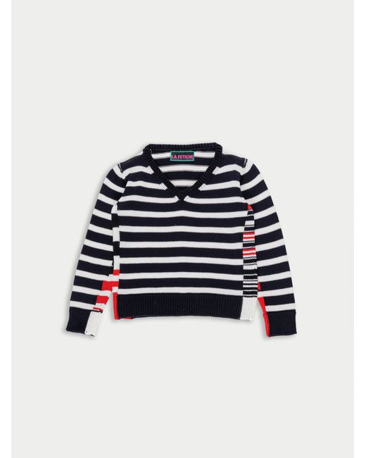 La Fetiche Blue Mitzi V-Neck Colour Block Striped Sweater