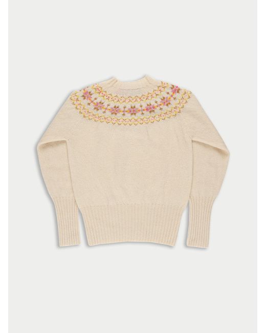 La Fetiche White Barbara Traditional Crafted Fairisle Sweater