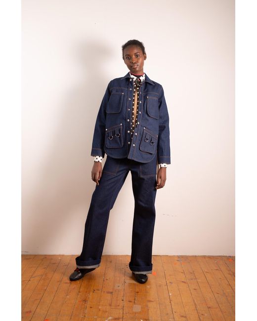 La Fetiche Blue Elli Cotton Workwear Jacket