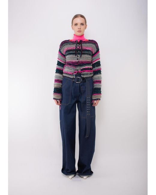 La Fetiche Multicolor Fleur Hand Knitted Cardigan