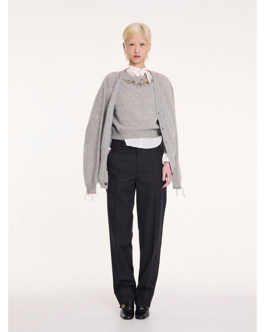 La Fetiche Gray Beaton Brushed V-Neck Cardigan