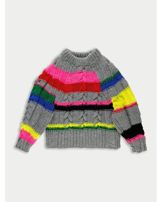 La Fetiche Multicolor Hand Knitted Striped Sweater