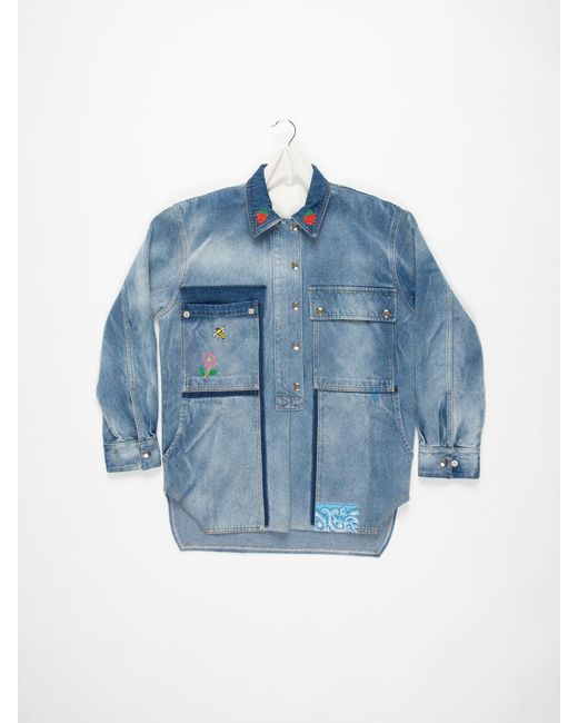 Women's Blue Betty Bis Acid Dyed Overshirt