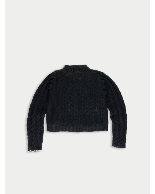 La Fetiche Blue Lisetta Cable & Ladder Cardigan