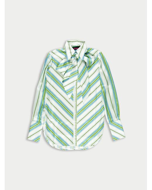 La Fetiche Green Tasha Lightweight Striped Blouse