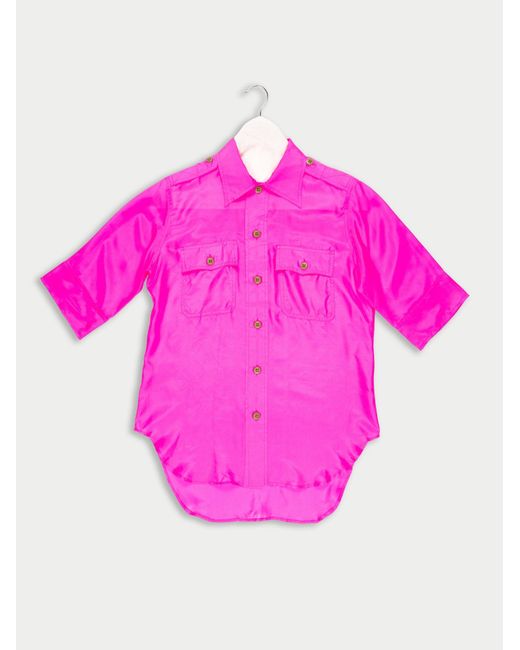 La Fetiche Pink Alice Silk Utility Shirt