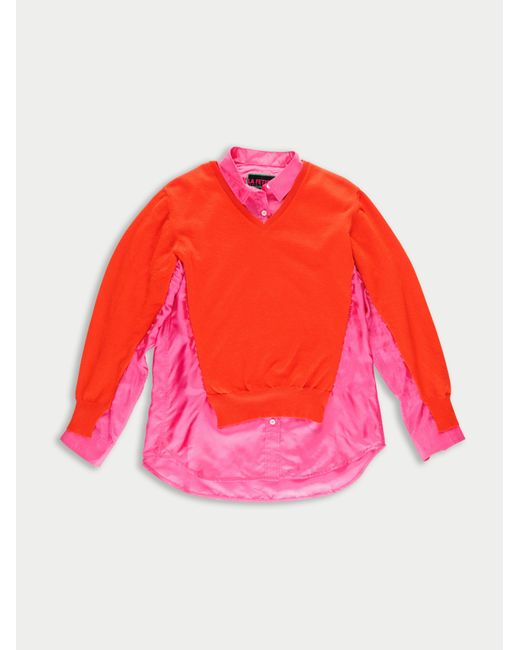 La Fetiche Red Robbie Relaxed Fit Menswear V-Neck Sweater