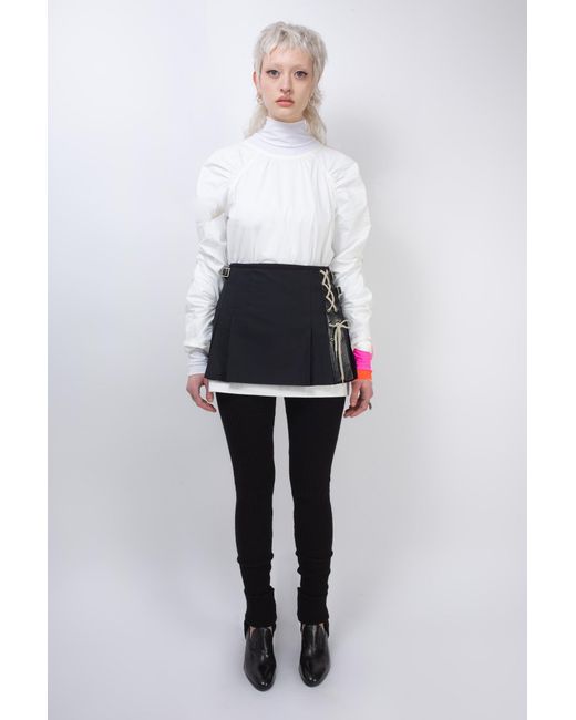 La Fetiche White Pixie Gathered Raglan Sleeve Blouse