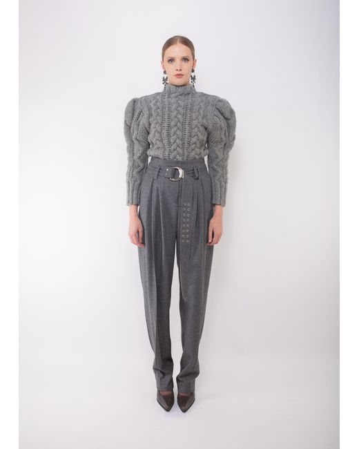 La Fetiche Gray Winona Hand Knitted Cable Sweater