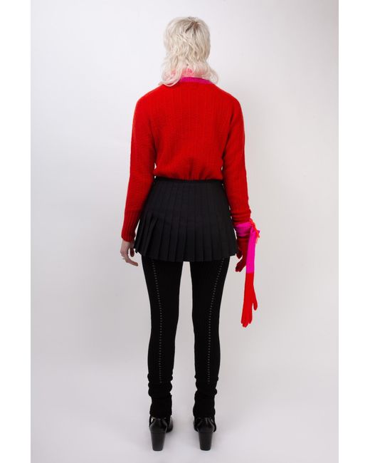 La Fetiche Red Pierre Cable Knit Shetland Sweater