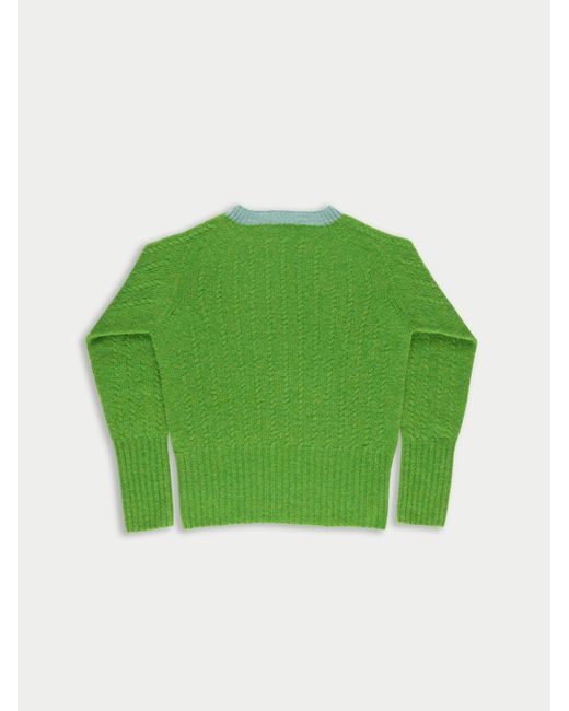 La Fetiche Green Pierre Cable Knit Shetland Sweater