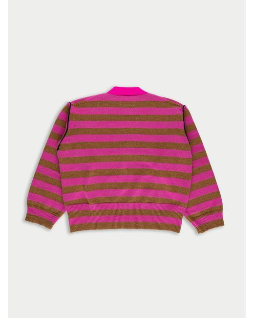 La Fetiche Red Leslie Oversized Loose Fit Striped Sweater