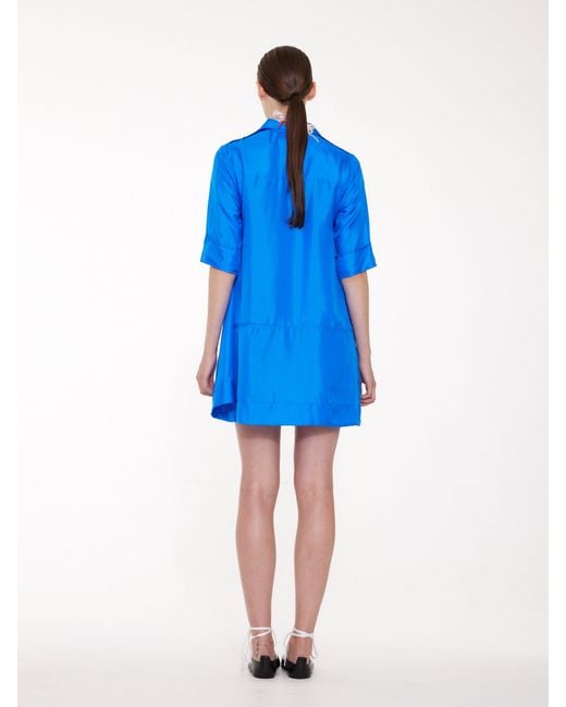 La Fetiche Blue Alicia Silk Utility Mini Dress