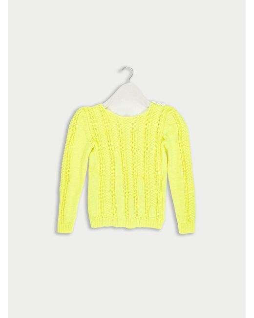 La Fetiche Yellow Ivy Hand-Knitted Neon Cable Sweater
