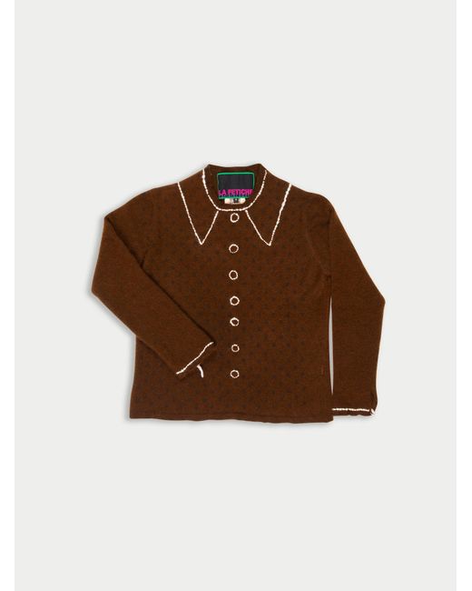 La Fetiche Brown Mimi Bis Overdyed And Washed Spotty Cashmere Sweater