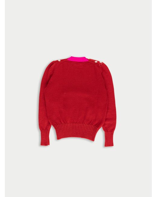 La Fetiche Red Liza Spotty Intarsia Sweater
