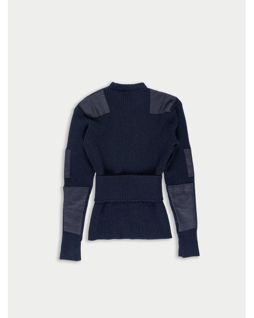 La Fetiche Blue Agnes Ribbed Military Sweater