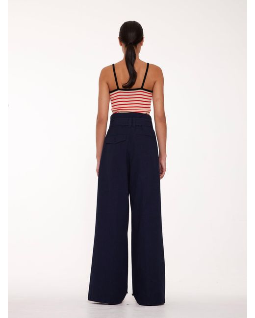 La Fetiche Red Jade Striped Fine Weight Ribbed Cami Top
