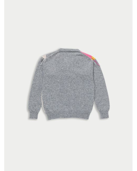 La Fetiche White Cynthia Crew Neck Argyle Cardigan