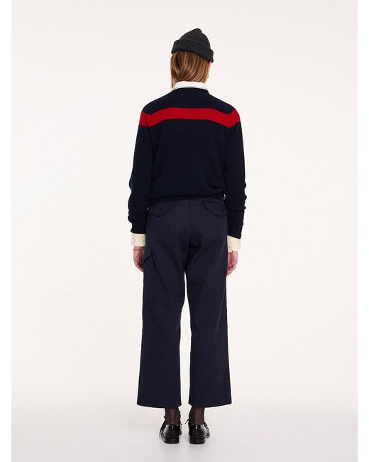 La Fetiche Blue Ossie Traditional Seam Free Sweater With Placed Graphic Yoke Design