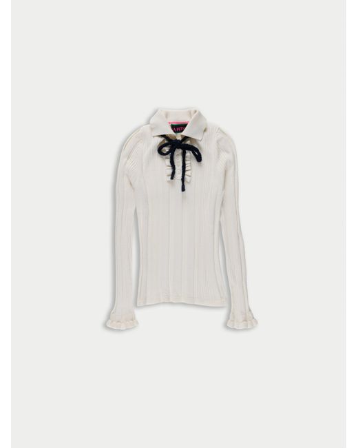Women's White Heath Ribbed Polo Top