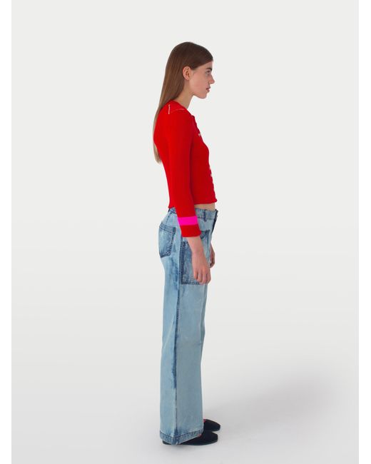 La Fetiche Red Rosemary Ribbed Cardigan