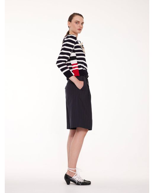 La Fetiche Blue Mitzi V-Neck Colour Block Striped Sweater