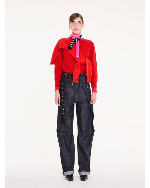 La Fetiche Red Fifi Crew Neck Shetland Sweater