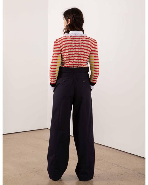 La Fetiche Red Ivy Hand-Knitted Cotton Cashmere Striped Sweater