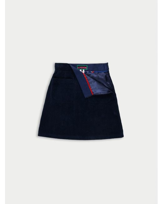 La Fetiche Blue Zouzou Corduroy A-Line Skirt