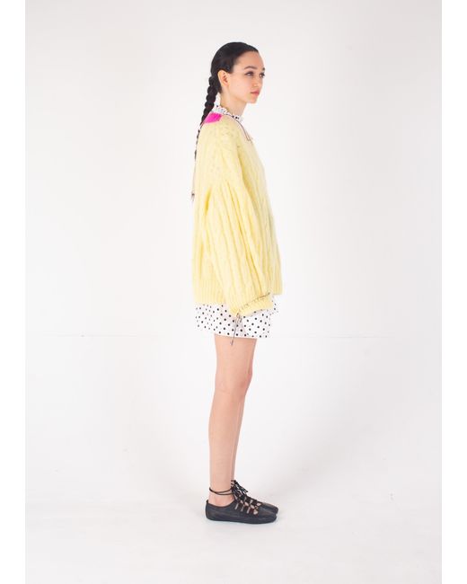 La Fetiche Yellow Rory V-Neck Sweater
