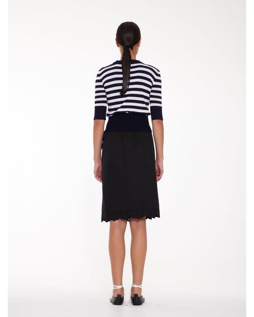 La Fetiche Blue Carli Striped Short Sleeve Embellished Sweater