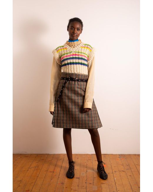 La Fetiche Yellow Andre Hand Knitted V-Neck Sweater Vest