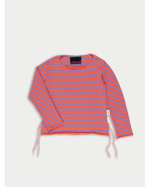 La Fetiche Pink Armi Lightweight Striped Crew Neck Sweater
