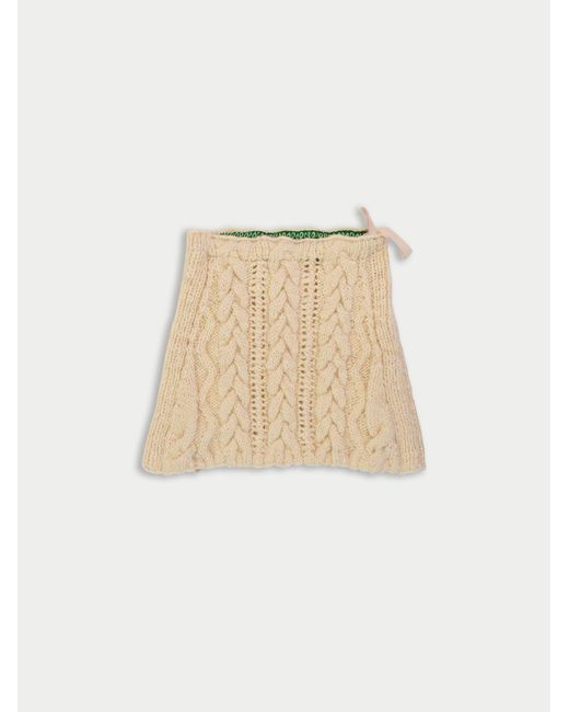 La Fetiche Natural Kat Hand Knitted Cable Mini Skirt