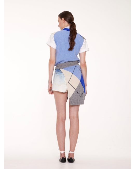 La Fetiche Blue Bryce V-Neck Argyle Sweater Vest
