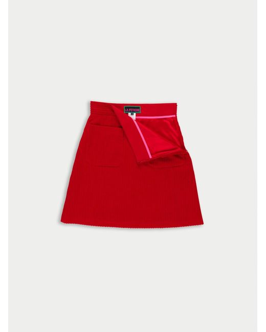 La Fetiche Red Zouzou Corduroy A-Line Skirt