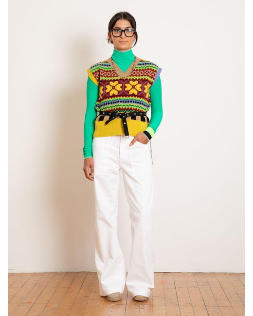 La Fetiche Yellow Josef Traditional Fairisle V-Neck Sweater Vest