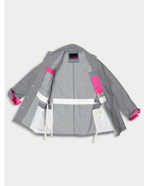 La Fetiche Gray Veruschka Denim Candy Striped Utility Jacket