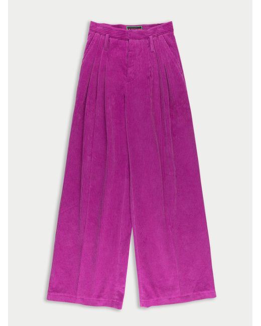 La Fetiche Purple Angie Highwaisted Wide Leg Pleated Trousers