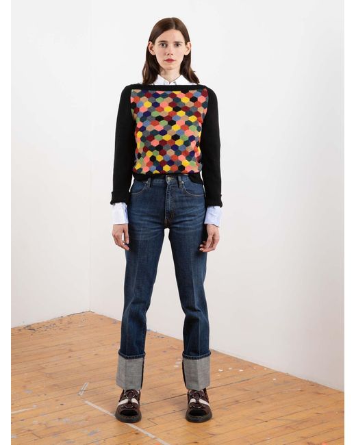 La Fetiche Black Nan Hand Intarsia Patchwork Style Sweater