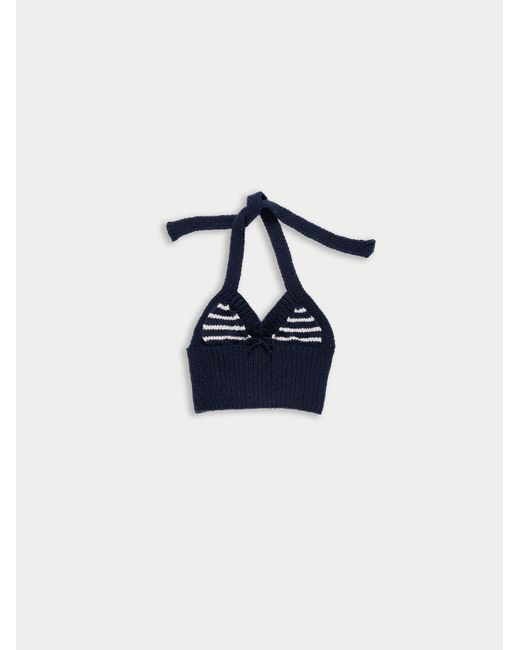La Fetiche Blue Lucia Hand-Knitted Halterneck Bralette