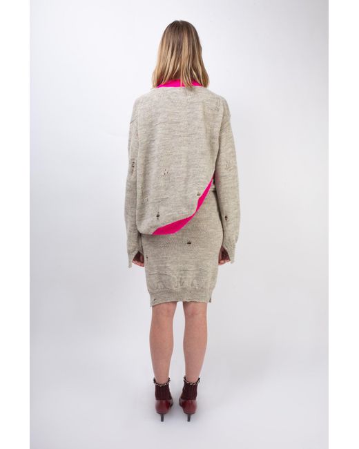La Fetiche Pink Maeve Mistake Stitch Crew Neck Sweater