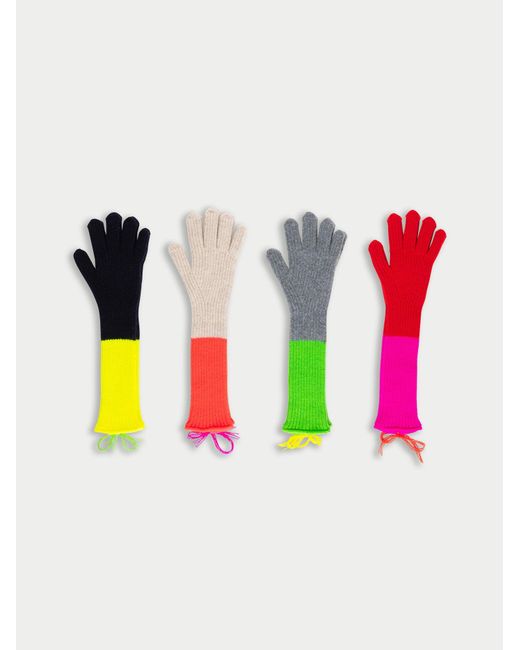 La Fetiche White Jessie Ribbed Gloves