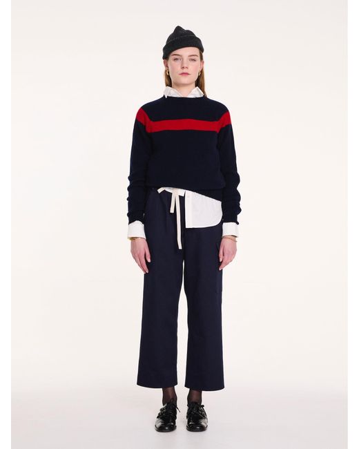 La Fetiche Blue Ossie Traditional Seam Free Sweater With Placed Graphic Yoke Design