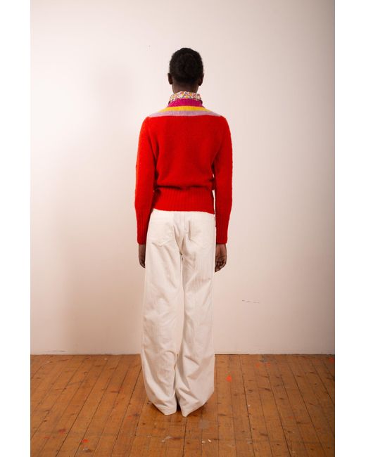 La Fetiche Red Sophie Brushed Crew Neck Sweater