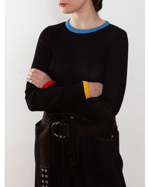 La Fetiche Black Moffitt Fine Weight Ribbed Top