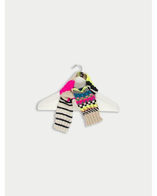 La Fetiche Pink Margot Hand Knitted Mini Fairisle Scarf