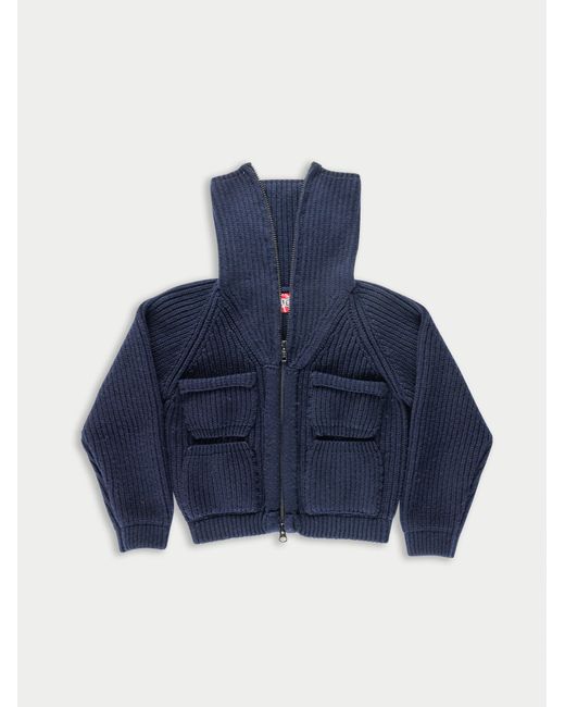 La Fetiche Blue Caxi Chunky Rib Knitted Jacket